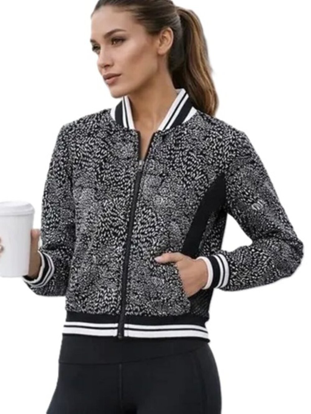 Fabletics Tia Mesh Back Bomber Jacket NWOT